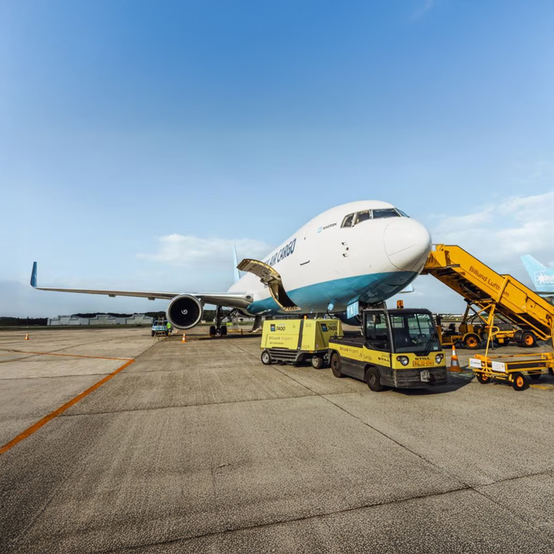 Air freight cargo loading into aircraft